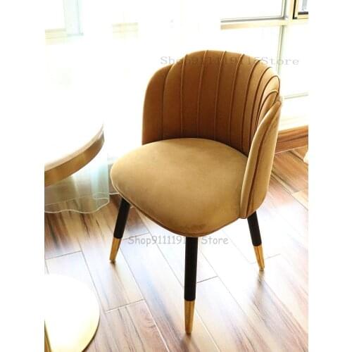 American Style Chair Make Up Stool Back Chair Adult Coffee Shop Table Chair Study Solid Wood Cloth Dining Chair Light Luxury