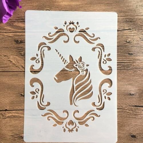 A4 29 * 21cm unicorn Mandala DIY Stencils Wall Painting Scrapbook Coloring Embossing Album Decorative Paper Card Template