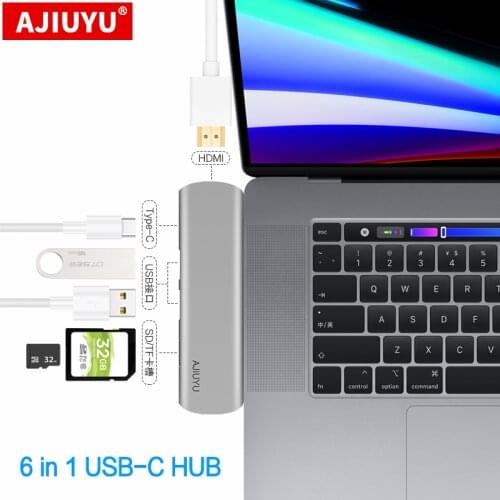 AJIUYU USB C Hub to Multi USB3.0 Dock HDMI Adapter TF SD Card Reader PD Charge For HUAWEI MateBook X Pro D 14 15 16 Type-c Ports
