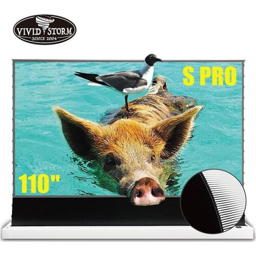 VIVIDSTORM S PRO 110 Inch Electric Portable Projection Screen for Ambient Light Rejecting Ultra Short Throw Laser 4k Projector