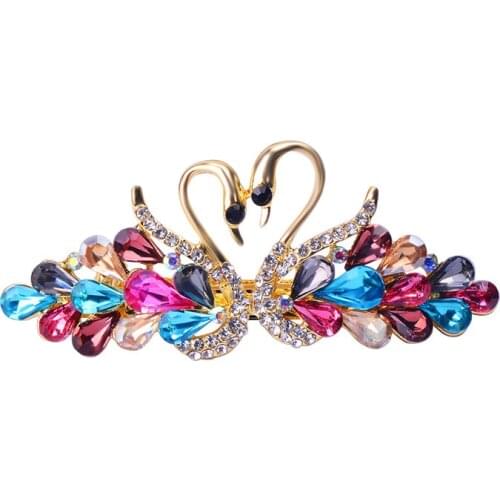Zircon Swan Hair Clip Hairgrips Crystal Bridal Hair Accessories Crystal Headwear Ponytail Holder Hair Clips Accessories Headwear