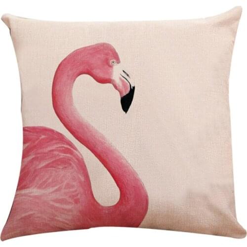 Animals Pink Flamingo Cushion Cover Tropic Linen / Cotton Throw Pillow Case Cover Sofa Bed Car Decorative Pillow