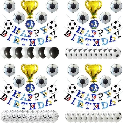 1set Soccer Foil Balloons Banner Football Club World Sport Champion Trophy Fans Latex Balls Boy Birthday Party Decoration Globos