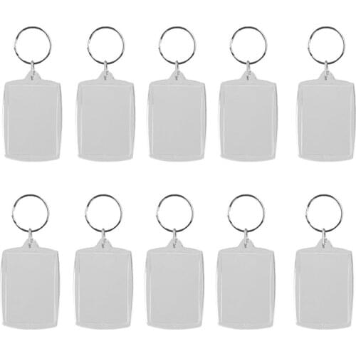 10pcs Rectangle Blank Insert Photo Picture Frame Split Ring Keychain