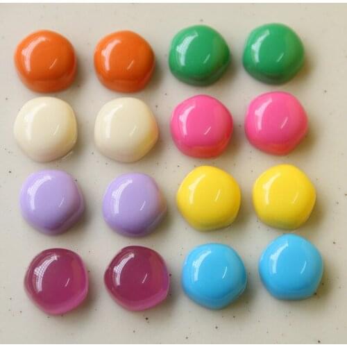 100pcs/lot color print geometry irregular rounds shape flatback beads without holes diy jewelry earring/garment accessory