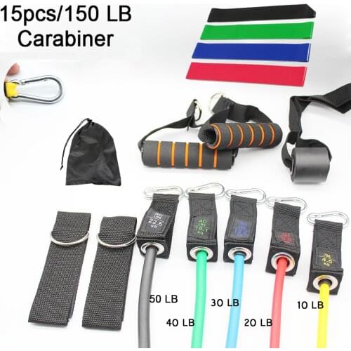 150 LB 15 PCS Resistance Bands Set Fitness Gym Equipment Elastic Bands Booty Rope Pull Exercise Training Bands Elastic Expander