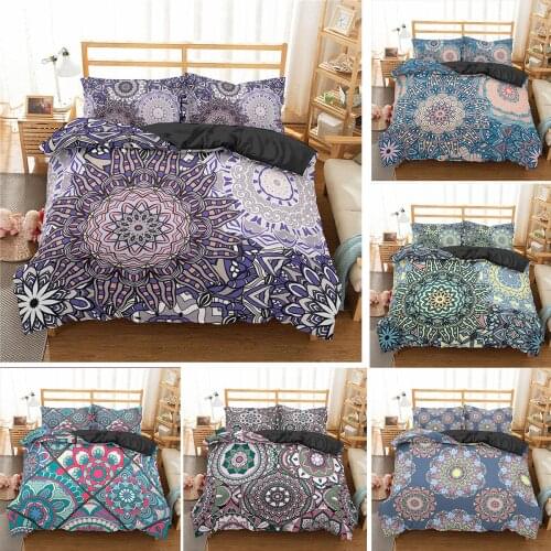 Home Textiles Decor Boho Quilt Cover Polyester Microfiber Die Mandala 2/3pcs Bedding Set Duvet Cover with Pillowcases