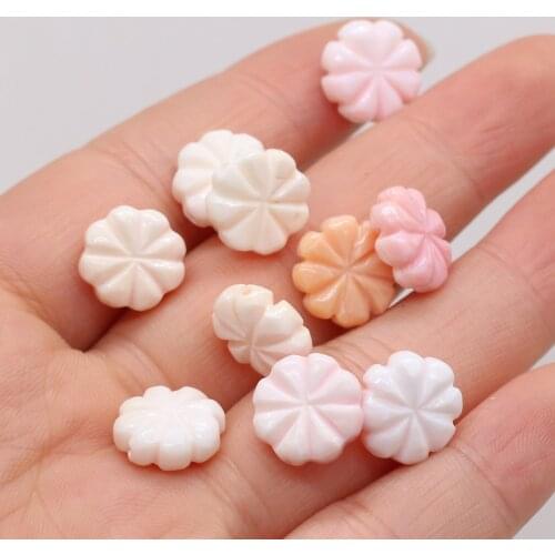 2Pcs Natural Shell Beads Cute Flower Shape Loose Bead for Fine Jewelry Making Women Necklace Earrings Accessories