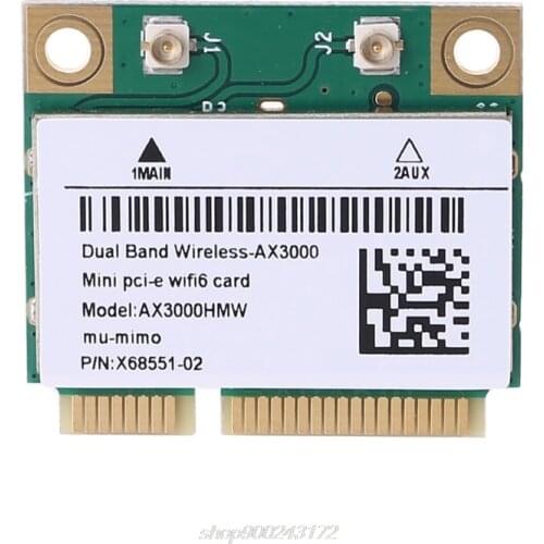 2974Mbps Wifi 6 Dual Band AX3000 Wireless Half Mini PCI-E Network Wlan Wifi Card Bluetooth 5.0 802.11ax/ac J22 21 Dropship