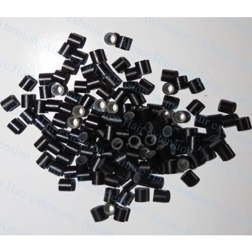 4.0*3.0*4.0mm Within Silicon Black 1000pcs/pack copper easily locks/copper tube micro link/ring/bead for i tip hair extension