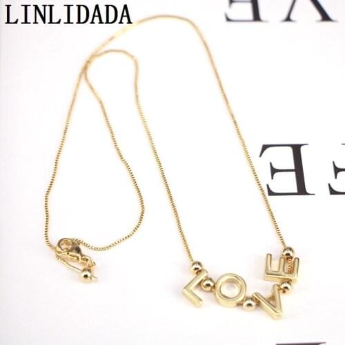 5Pcs, New Fashion Metal Letter Choker Necklace For Women Simple Gold Color Chain Pendant Necklace Gift Jewelry