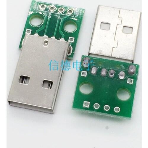 5PCS USB Male To Dip 2.54mm Straight Plug 4P Welded Mobile Phone Power Data Cable