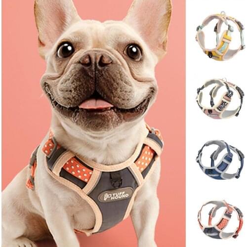 50% Dropshipping!The new pet harness adjustable luminous fabric double-sided breathable dog chest strap outdoor