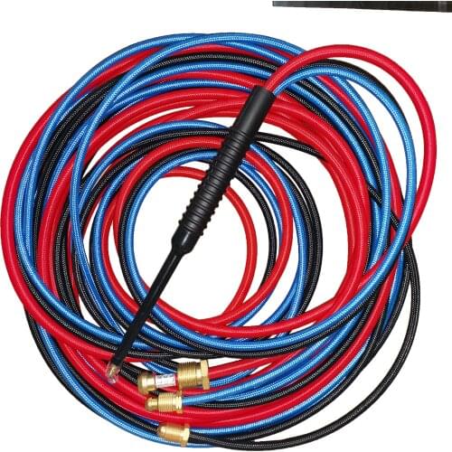 8M NC125 Water Cooled Tig Torch Red Soft Cable Hose With Glass Nozzle