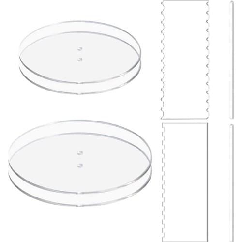 Acrylic Cake Disc,Round Acrylic Cake Disc Set with Square Smoother Scraper for Serving Bake Goods and Art Craft Project