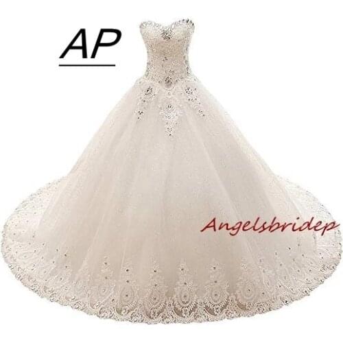 Angelsbridep Romantic Boho Fares Ball Gowns Wedding Dresses 2021 Arabic Sexy Off-Shoulder Applique Court Train Formal Bride Gown
