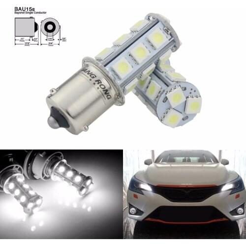 ANGRONG 10pcs 581 PY21W BAU15s Bulb 18 SMD LED Sidelight Indicator Brake Stop Light White(CA312)