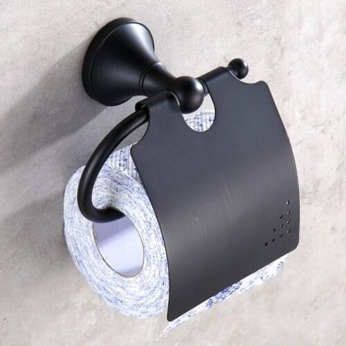 Antique Solid Brass Brushed Toilet Paper Holder Roll Wall Mounted Black Bronze Tissue Paper Holder Bathroom Accessories BA