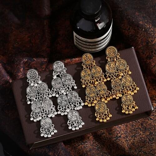 Ethnic Tassel Earrings Layered Golden Silver Indian Earrings Jewelry Vintage for Women Bohemian Gifts Turkey Jewelry