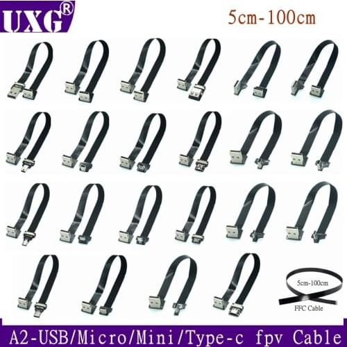 FFC Type-C Mini Micro USB Extension Ribbon Cable 90 FPV Slim Flat Soft flexible FPC charge FPV Brushless Handheld Gimbal monitor