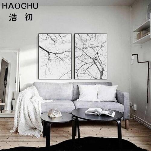 HAOCHU Nordic Painting Branch Desolation Poster Simple Nordic Wall Pictures Canvas For Living Room Home Decor Painting