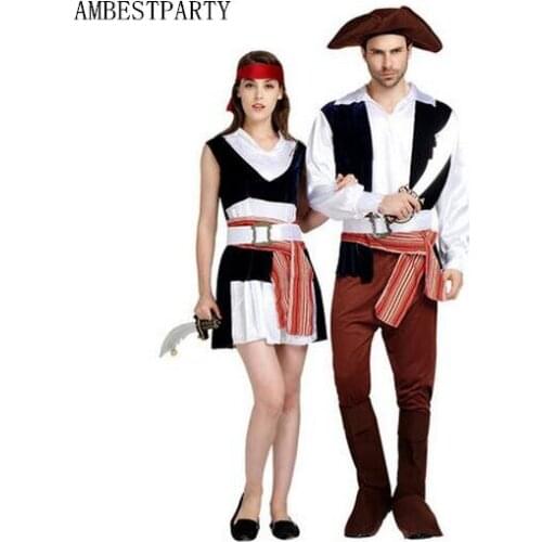 Hot 2017 Halloween Adult Pirates Jack Cosplay Costume Masquerade Pirates Costumes Carnival Birthday Party Supplies AMBESTPARTY