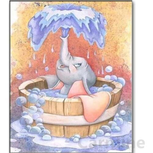 Bathing Dumbo DIY 5D Diamond Painting Homemade Picture Cross Stitch Kit Embroidery Full Round&square Drill Home Decoration Gift