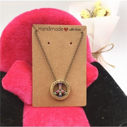 50pcs 90*60mm White/Brown Hand Made With Love Jewelry Gift Packaging Card,Necklace&Earring Love Gift Accessories Display Card