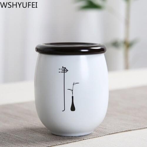 Ceramic Tea Caddy Small Mini Portable Green Tea Sealed Cans Tea set Storage Tanks Travel Tea Leaf Box kitchen Spice Jars