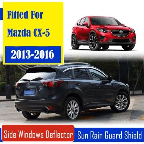 1 Set Chrome Side Vent Sun Shade Window Visors Rain Guard Deflectors For Mazda CX-5 2013-2016
