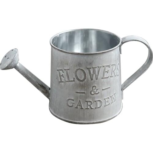 Creative Flower Vase Can Rustic Style Iron Metal Jug Pitcher Tin Bucket Watering Can Shape Portable Pot for Home Wedding Party D