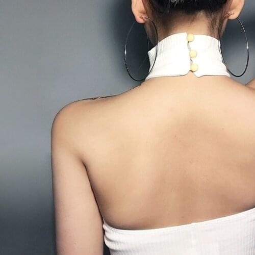 Women Sexy Knitted Crop Top Tube Neck High Collar Bustier Vest Strapless Tops Summer Solid Sleeveless backless Tank Camis Feamle