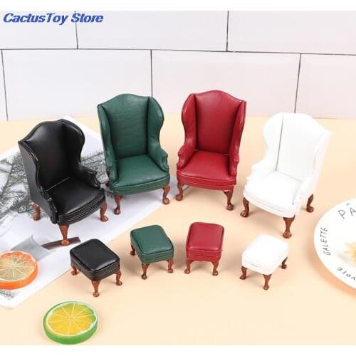 4 colors 1:12 Dollhouse Mini Furniture Miniature Rement Doll Accessories Leather Sofa With Pedal 1:12 Dollhouse Toys Decoration