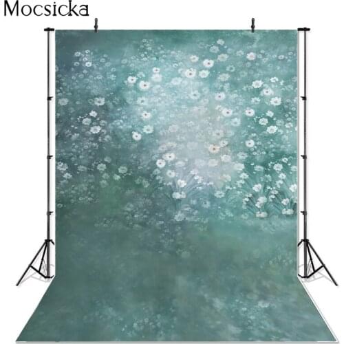 Mocsicka White Daisy Flower Photography Background Hand Drawn Style Backdrop Child Portrait Decoration Props Photo Studio