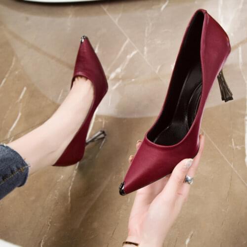 Ashion PU Leather High Heels Women Pumps Pointed Toe Work Stiletto Woman Shoes Wedding Shoes Career Elegant Pumps