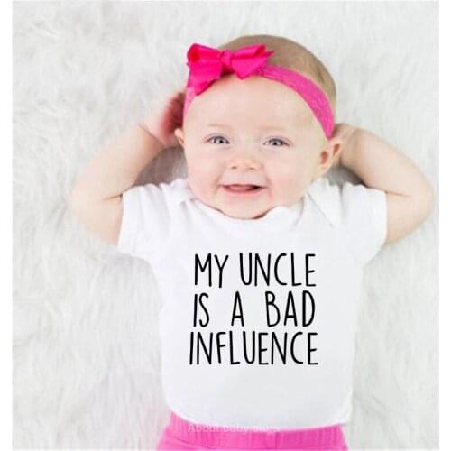 My Uncle Is A Bad Influence Baby Bodysuit Cotton Summer Baby Pregnancy Announcement Onesie Boys Girls Clothes Baby Shower Gift