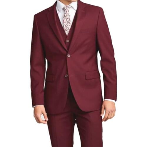 Costume Homme Mariage Costumes Sur-Mesure Burgundy Men Wedding Custom Made Suits With Pants Groom Tuxedo Wedding Suits For Men