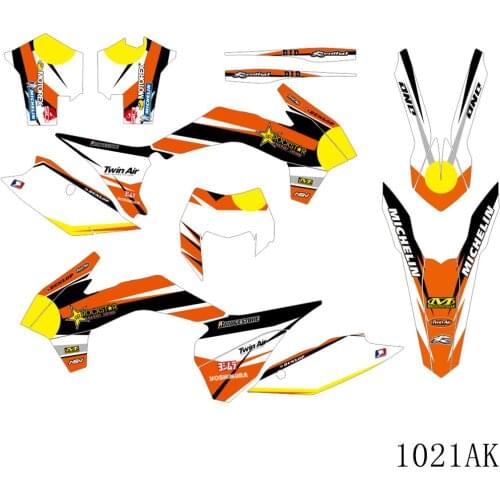 Full Graphics Decals Stickers Motorcycle Background Custom Number For KTM EXC XCW XCFW 125 250 300 350 450 2014 2015 2016