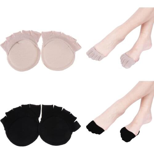 4 Pairs Invisible Five-finger Socks Women Shallow Port On-slip Toe Half Sock Topper Socks Toe Liner Cover Summer Cotton High Hee