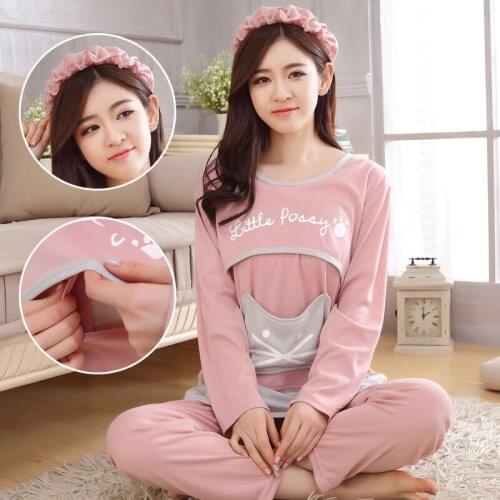 Autumn winter Maternity Pajamas Breastfeeding Pregnant Women Nursing Pajama Set Top Pants Sleepwear Pregnancy Nightgown Clothes