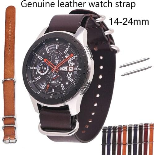14mm 16mm 18mm 20mm 22mm 24mm Nato Strap Genuine Leather Wristband Retro Dark Brown Watch Band Zulu Cowhide Strap High Quality