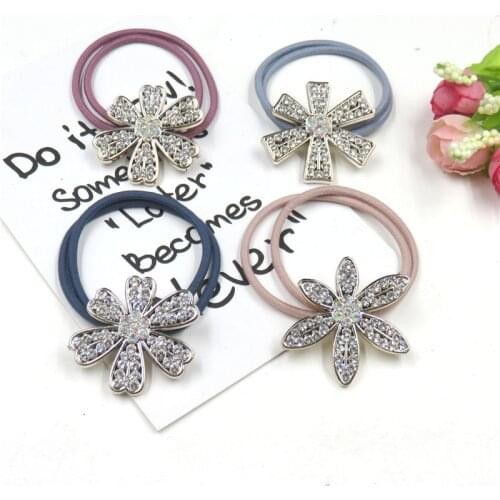 1PCS Pretty Diamond Flower Elastic Hair Bands Bow For Girls Handmade Hair Tie Scrunchy Kids Creative Hair Accessories For Women