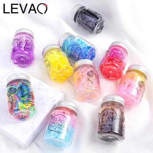 Levao 120PCS Colorful Disposable Rubber Band Hair Accessories Scrunchies Box Tie Gum Girl Kid Elastics Hair Bands Rope Headwear
