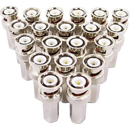 SHGO HOT-20PCS BNC MALE Twist-on Coax Coaxial Rg59 Connectors for CCTV Security Cameras BNC Male to F Female