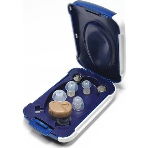 K80 Ear Hearing Aid Sound Amplifier with Ear Wax Spoon Cleaning Brush Battery Storage Case for Adults & Seniors