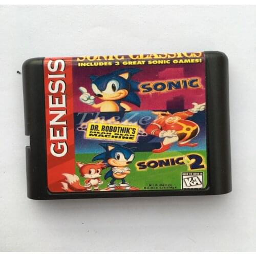 Sonic Includes 3 Great Sonic Game EU/JAP Shell for 16 bit Game Card for Genesis System for Sega Mega Drive