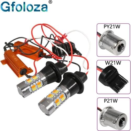 Gfoloza 1156 PY21W LED Canbus Bulbs BAU15S P21W T20 W21W LED Error Free Turn Signal Light DRL Dual Color White Amber 5630 20SMD