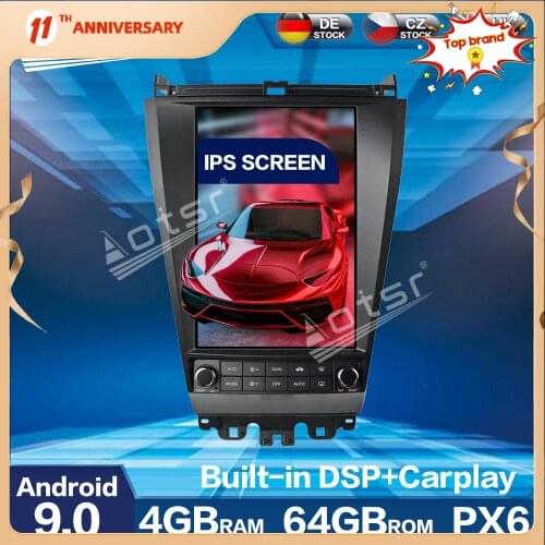 Vertical screen Tesla Style PX6 Android 9.0 4+64GB Car Radio Player GPS Navigation For Honda Accord 7 Car Multimidia Unit DSP