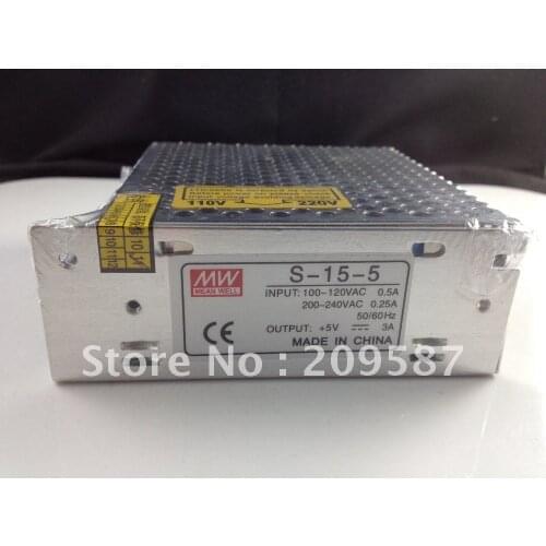 Input 100-240VAC Output 5VDC 3A 15W Regulated Switching Power Supply