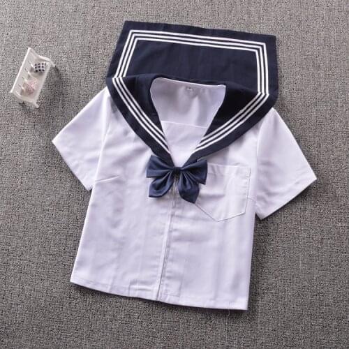 Japanese school girl uniform shirt Kansai lapel front Middle zipper White